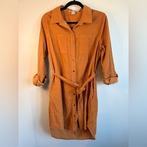 Lucky Brand Long Sleeve Corduroy Brown Dress
